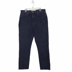 Reformation Black Julia Crop Raw Hem High Rise Cigarette Jean